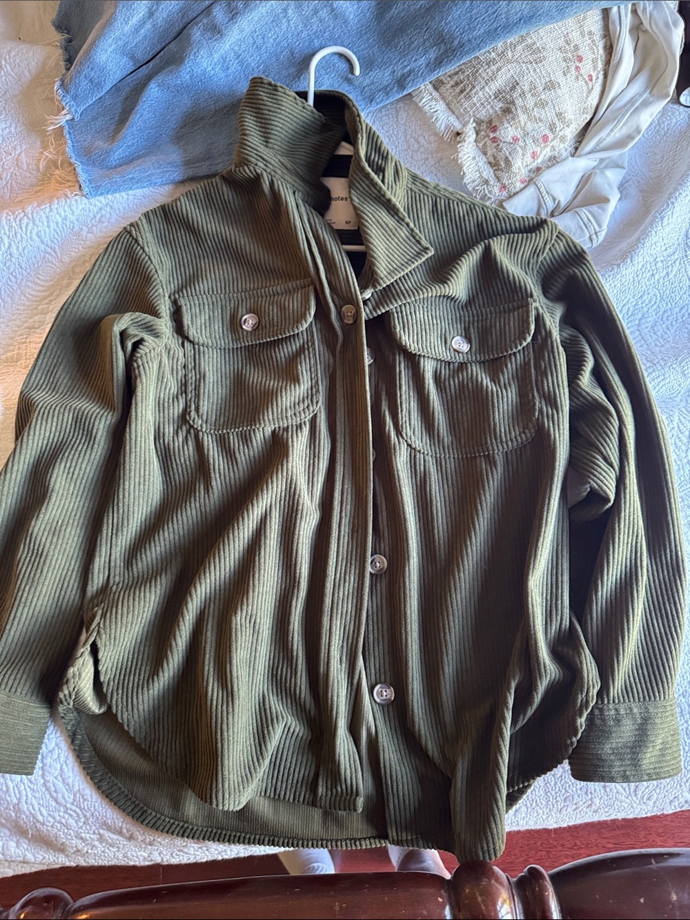 Bluenotes Olive Green Ribbed Corduroy Women’s Sweater